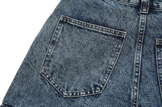 American Retro Washed And Worn Cargo Pocket Jeans Phosgene