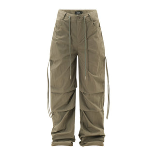 Men's Solid Color Pleated Loose Paratrooper Casual Pants Phosgene