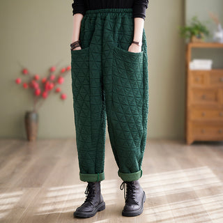 Autumn And Winter Loose Plus Size Quilted Retro Casual Thickening Harem Pants - Phosgene