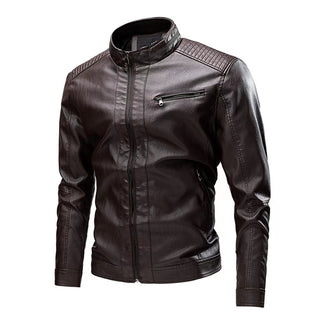 Spring And Autumn Cross-border Casual Men's Leather Clothing Stitching Motorcycle Retro Fashion Leather Jacket Coat - Phosgene