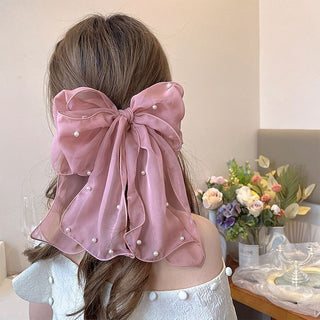 Big Lace White High-grade Hair Accessories Female Back Head Spring Clip Headdress - Phosgene