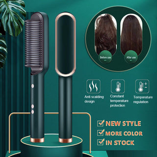 New 2 In 1 Hair Straightener Hot Comb Negative Ion Curling Tong Dual-purpose Electric Hair Brush - Phosgene