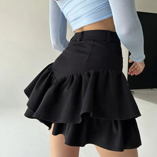 Fashion High Waist A- Line Lotus Leaf Skirt Phosgene