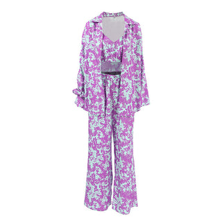 Printed Long-sleeved Underwear And Trousers Three-piece Set Phosgene