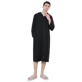 Zipper Bathrobe Couple Hooded Nightgown Thin Pajamas - Phosgene