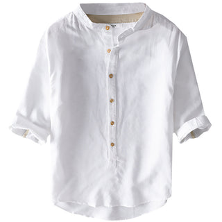 Summer Cropped Sleeves Cotton Linen Linen Shirt For Men Phosgene