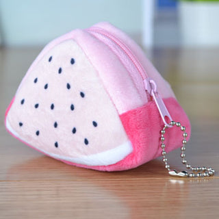 Children's Day Creative Gift Plush Solid Triangle Fruit Zero Wallet Coin Bag Key Bag Strap - Phosgene