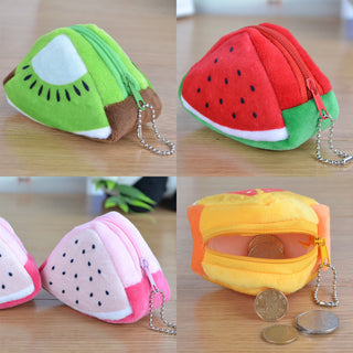 Children's Day Creative Gift Plush Solid Triangle Fruit Zero Wallet Coin Bag Key Bag Strap - Phosgene