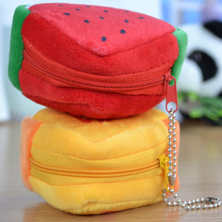 Children's Day Creative Gift Plush Solid Triangle Fruit Zero Wallet Coin Bag Key Bag Strap - Phosgene