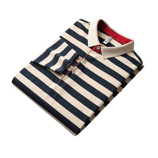 Men's Long-sleeved T-shirt Striped Tb Cotton Lapel Phosgene