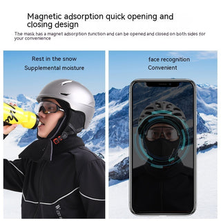 Winter Magnetic Cycling Mask Men's Ski Face Care Cold-proof Headgear Motorcycle Windproof Fleece Warm Helmet - Phosgene