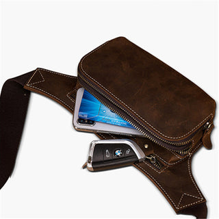 Top Layer Cowhide Men's Sports Waist Bag - Phosgene