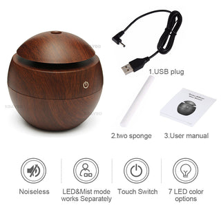 USB Aroma Essential Oil Ultrasonic Cold Steam Diffuser Air Humidifier Purifier 7 Color Change LED Night Light for Home Office - Phosgene