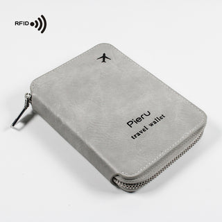 Zipper Passport Holder Multi-functional RFID Anti-theft Swiping Outbound Travel Storage Bag - Phosgene