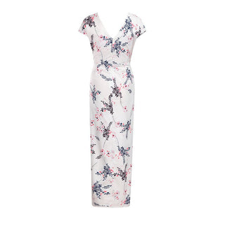 Printed Slim Thin Floral Chiffon Dress - Phosgene