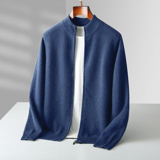 Pure Wool Knit Double-strand Thickening Stand Collar Cashmere Cardigan - Phosgene