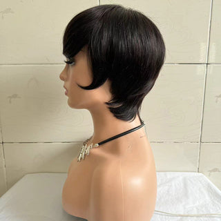 Short Straight Wig Women's Short Hair Head Cover Real Human Hair - Phosgene