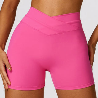 Skinny Hip Raise Yoga Shorts Brushed Cross High-waisted Trousers Phosgene