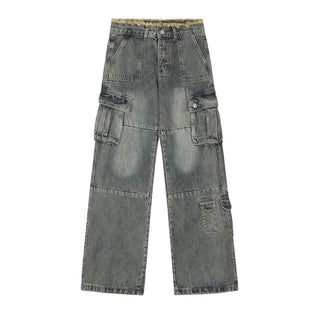 Distressed Washed Denim Overalls Men's Niche Phosgene