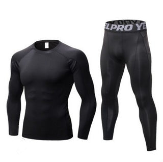 Men's Fitness Running Compression Training Suit Tights Long-sleeved Shirt Pants Leggings Sports Suit Fitness Sportswear - Phosgene