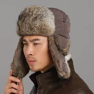 Men And Women Rabbit Fur Hat Couple Fur Skiing - Phosgene