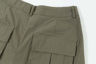 Men's Solid Color Pleated Loose Paratrooper Casual Pants Phosgene