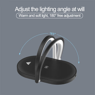 3 In 1 Foldable Wireless Charger Night Light Wireless Charging Station Stonego LED Reading Table Lamp 15W Fast Charging Light - Phosgene