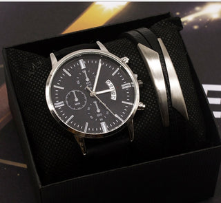 Men's Watch Set Quartz Fashion Cross-border Men's Watch Foreign Trade Calendar New Business Wrist Watch Men Phosgene