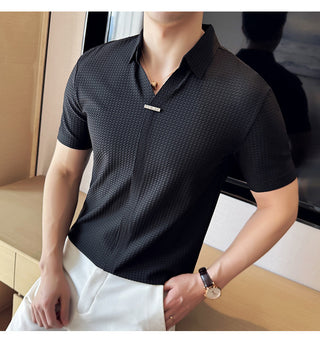 Men's Thin Waffle Short-sleeved Polo Shirt Phosgene