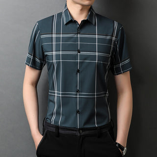 Short Sleeve Plaid Shirt Trendy Thin Young And Middle-aged Half Sleeve Lining Phosgene