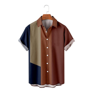 Creative Short Sleeve Striped Print Shirt Phosgene