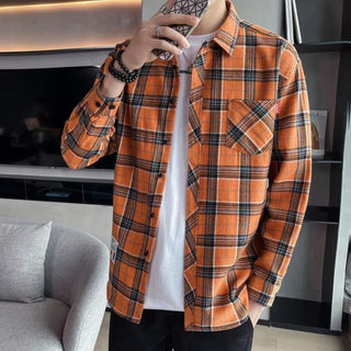 Loose Hong Kong Style Casual Coat Youth Plaid Shirt Phosgene