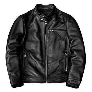 Leather Men's Stand Collar Leather Jacket Coat Youth - Phosgene