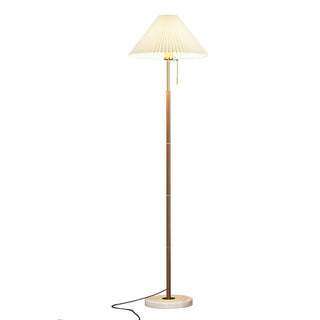 Retro Light Luxury Wood Grain Simple Pleated Floor Lamp Bedroom Bedside Sofa Study Floor Lamp - Phosgene