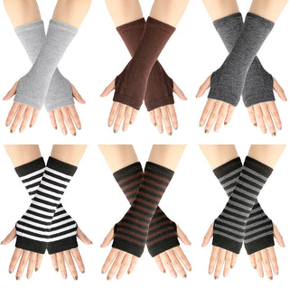 Knitted Finger-leaking Gloves Striped Thin - Phosgene