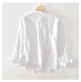 Stand Collar Solid Color Linen Shirt Coat Phosgene