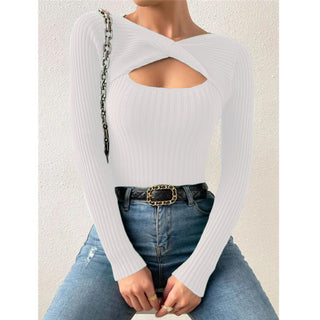 European And American Irregular Hollow Pullover Sweater - Phosgene