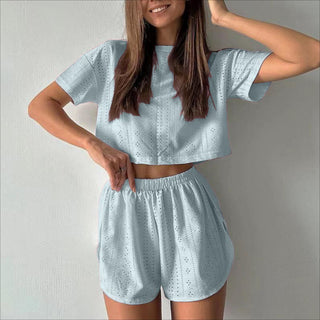 Hollow-out Cropped Two-piece Set - Phosgene