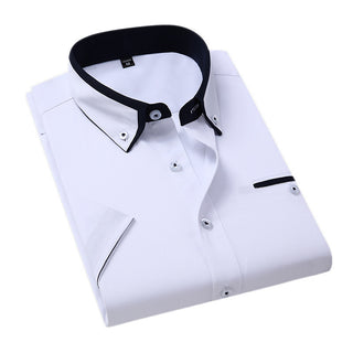 Short-sleeved Short Sleeve Men Clothing Shirt Slim-fitting Iron-free Casual Phosgene