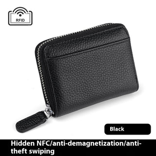 First Layer Cowhide Rfid Anti-theft Swiping Expanding Card Holder Wallet Bags Phosgene