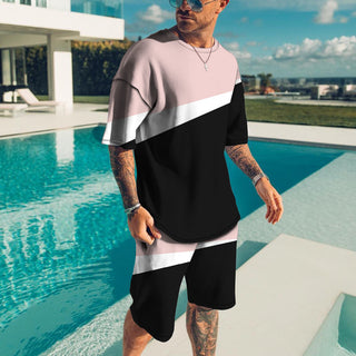 Men's Trendy Casual Beach Style Texture 3D Digital Suit Phosgene