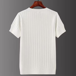 Men's Short-sleeved V-neck Knitted T-shirt Phosgene