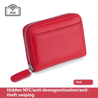 First Layer Cowhide Rfid Anti-theft Swiping Expanding Card Holder Wallet Bags Phosgene