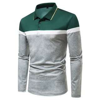 New Style Men's Long Sleeve T-shirt Color Matching POLO Shirt Phosgene