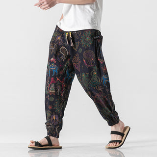 Men's Beach Pants Retro Buckle Casual Trousers - Phosgene