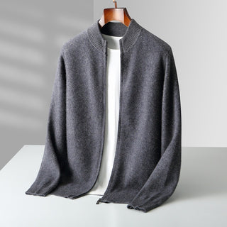 Pure Wool Knit Double-strand Thickening Stand Collar Cashmere Cardigan - Phosgene