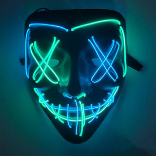 3-Mode LED Mask Neon Stitches Costume Halloween Purge Cosplay Light Up Glow Wire - Phosgene