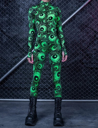 Fluorescent Skeleton Digital Printing Jumpsuit - Phosgene