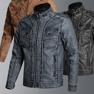 Thick PU Leather Coat Men's Fashion Casual - Phosgene