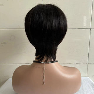 Short Straight Wig Women's Short Hair Head Cover Real Human Hair - Phosgene